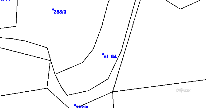 Parcela st. 64 v KÚ Olší u Telče, Katastrální mapa