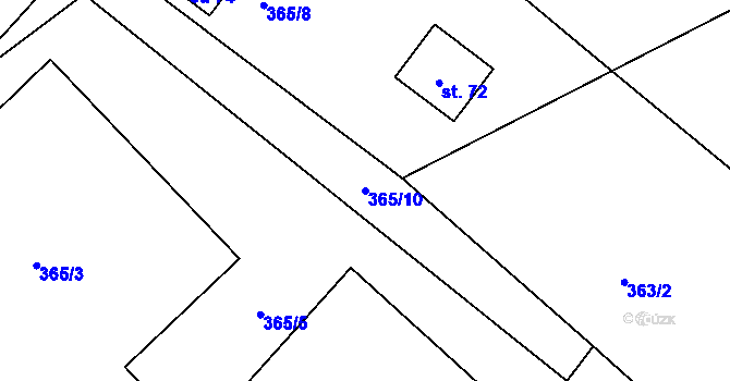 Parcela st. 365/10 v KÚ Olší u Telče, Katastrální mapa
