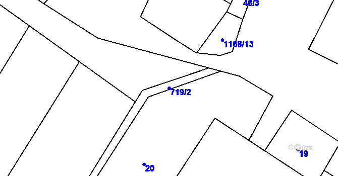 Parcela st. 719/2 v KÚ Zadní Vydří, Katastrální mapa