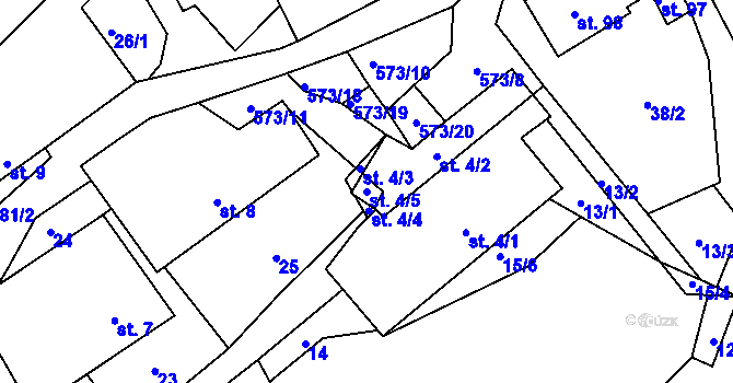 Parcela st. 4/5 v KÚ Mysletín, Katastrální mapa