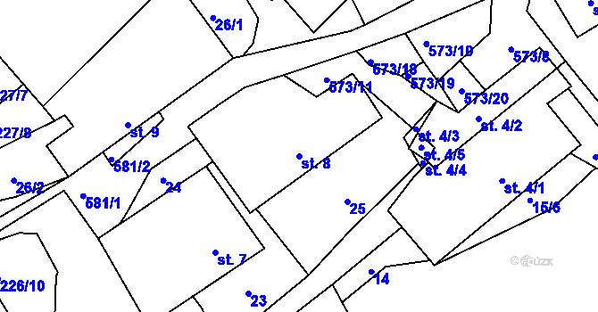 Parcela st. 8 v KÚ Mysletín, Katastrální mapa