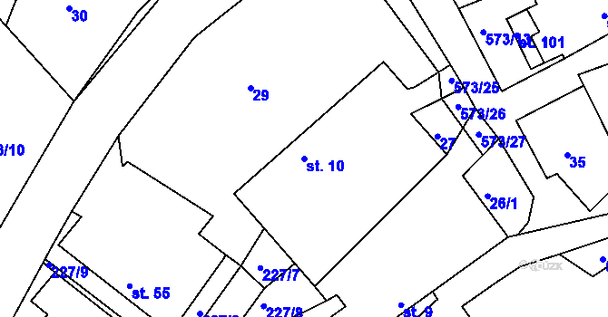 Parcela st. 10 v KÚ Mysletín, Katastrální mapa