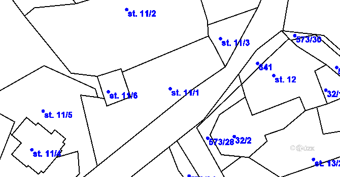Parcela st. 11/1 v KÚ Mysletín, Katastrální mapa