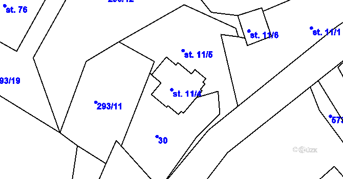 Parcela st. 11/4 v KÚ Mysletín, Katastrální mapa