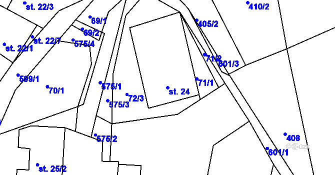 Parcela st. 24 v KÚ Mysletín, Katastrální mapa