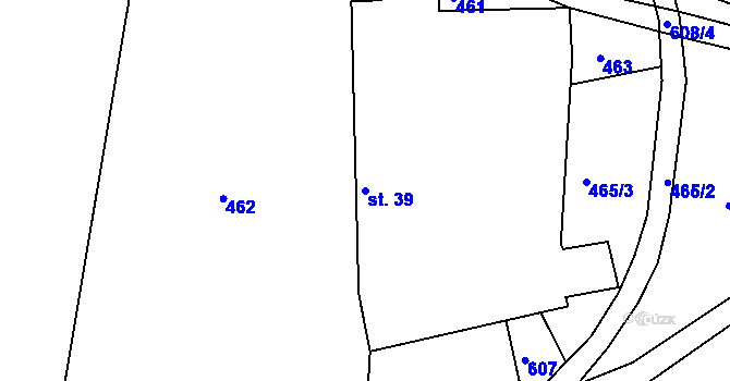 Parcela st. 39 v KÚ Mysletín, Katastrální mapa