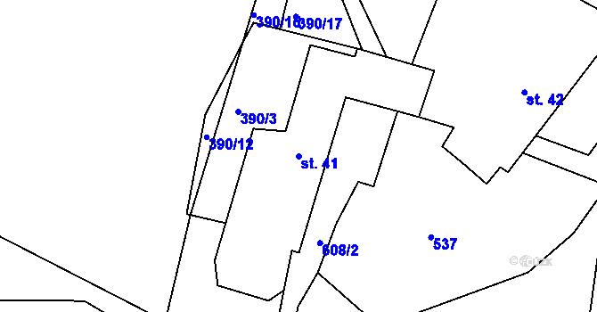 Parcela st. 41 v KÚ Mysletín, Katastrální mapa