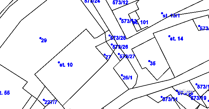 Parcela st. 27 v KÚ Mysletín, Katastrální mapa