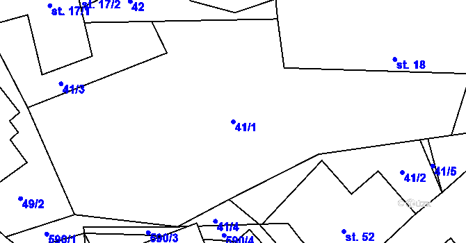 Parcela st. 41/1 v KÚ Mysletín, Katastrální mapa