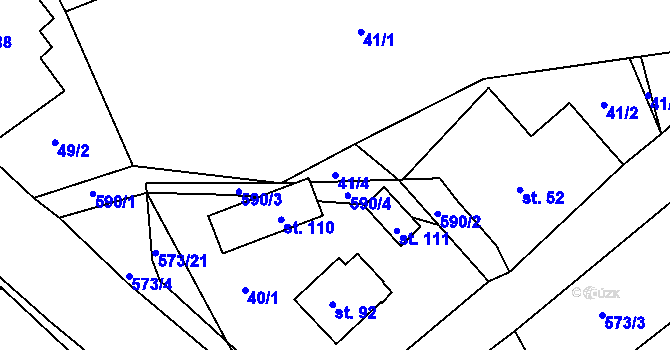 Parcela st. 41/4 v KÚ Mysletín, Katastrální mapa