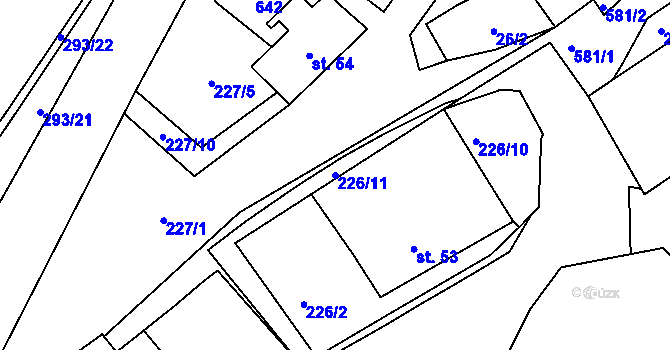 Parcela st. 226/11 v KÚ Mysletín, Katastrální mapa