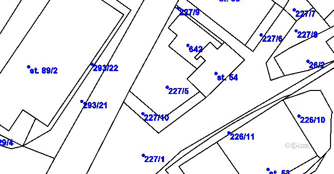 Parcela st. 227/5 v KÚ Mysletín, Katastrální mapa