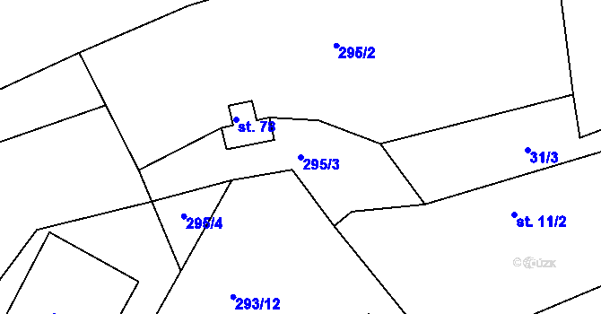 Parcela st. 295/3 v KÚ Mysletín, Katastrální mapa