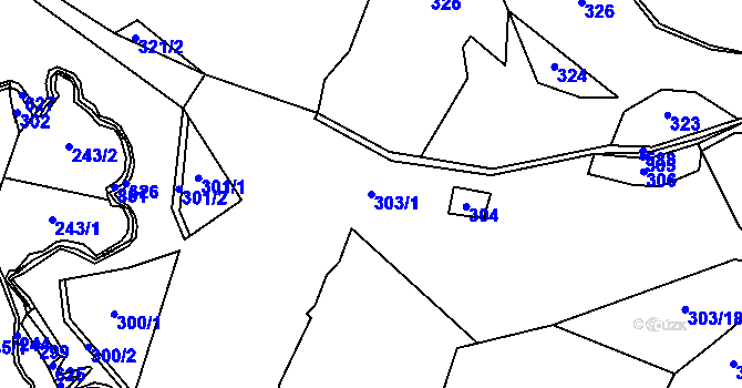 Parcela st. 303/1 v KÚ Mysletín, Katastrální mapa
