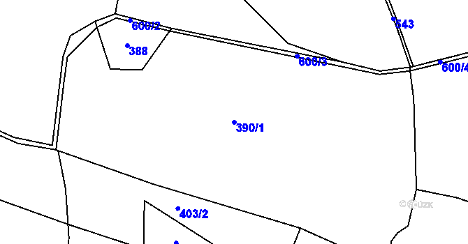 Parcela st. 390/1 v KÚ Mysletín, Katastrální mapa