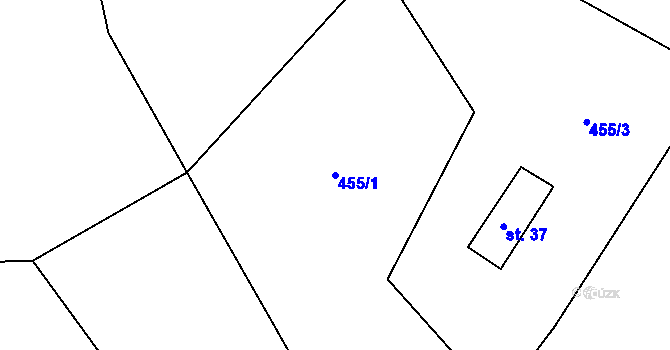 Parcela st. 455/1 v KÚ Mysletín, Katastrální mapa