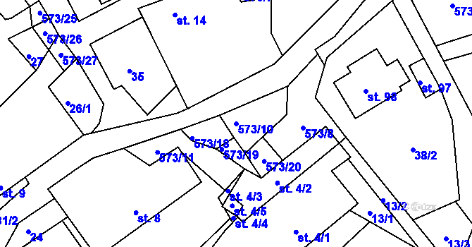 Parcela st. 573/10 v KÚ Mysletín, Katastrální mapa