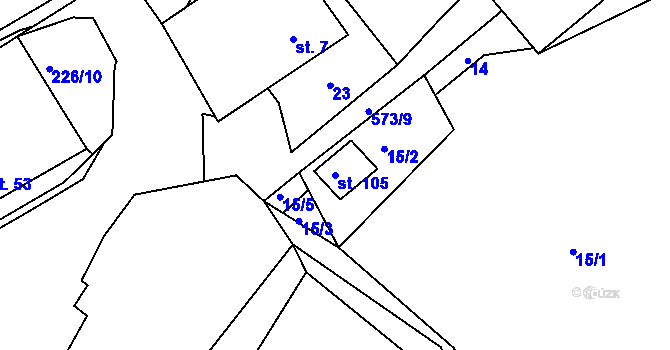 Parcela st. 105 v KÚ Mysletín, Katastrální mapa