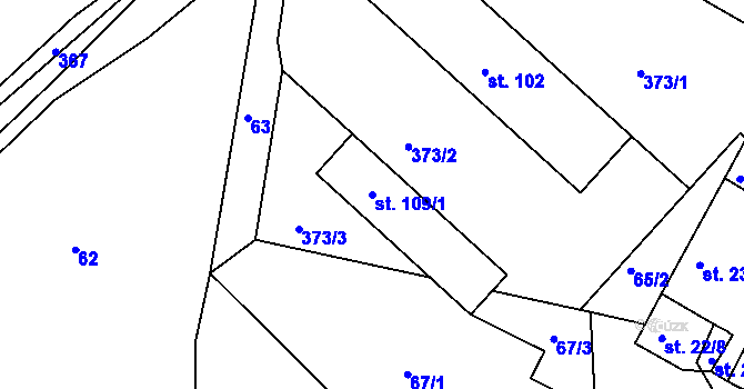 Parcela st. 109/1 v KÚ Mysletín, Katastrální mapa