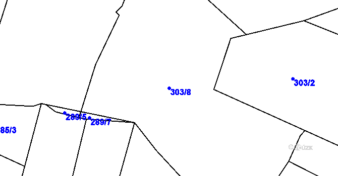 Parcela st. 303/8 v KÚ Mysletín, Katastrální mapa