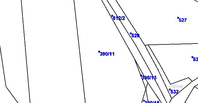 Parcela st. 390/11 v KÚ Mysletín, Katastrální mapa
