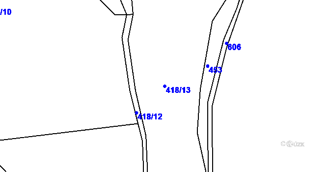 Parcela st. 418/13 v KÚ Mysletín, Katastrální mapa