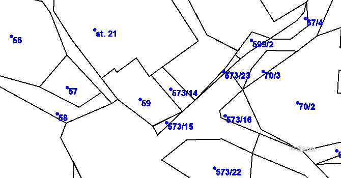 Parcela st. 573/14 v KÚ Mysletín, Katastrální mapa