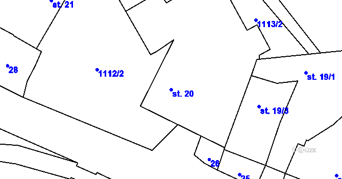 Parcela st. 20 v KÚ Mysliboř, Katastrální mapa