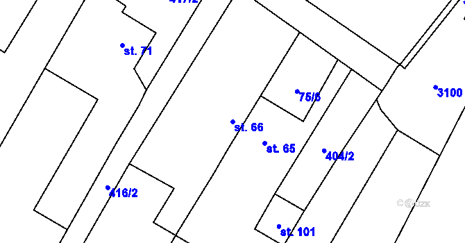 Parcela st. 66 v KÚ Mysliboř, Katastrální mapa