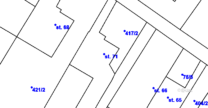 Parcela st. 71 v KÚ Mysliboř, Katastrální mapa