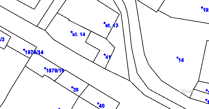 Parcela st. 41 v KÚ Mysliboř, Katastrální mapa