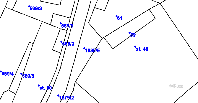 Parcela st. 60 v KÚ Mysliboř, Katastrální mapa