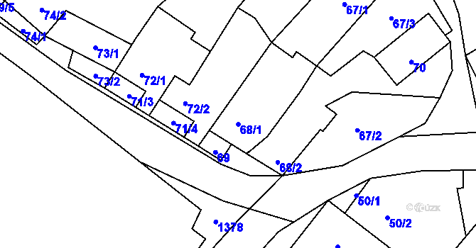 Parcela st. 68/1 v KÚ Myslibořice, Katastrální mapa