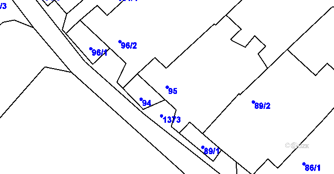 Parcela st. 95 v KÚ Myslibořice, Katastrální mapa