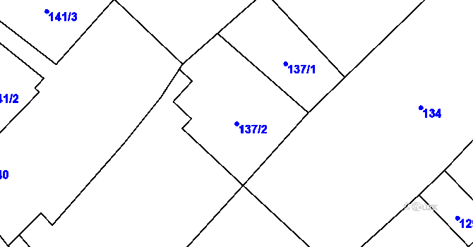 Parcela st. 137/2 v KÚ Myslibořice, Katastrální mapa