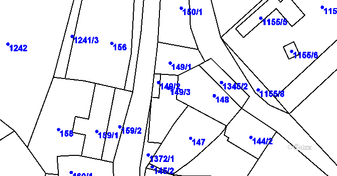 Parcela st. 149/3 v KÚ Myslibořice, Katastrální mapa