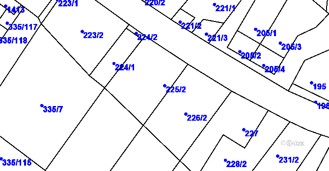 Parcela st. 225/2 v KÚ Myslibořice, Katastrální mapa