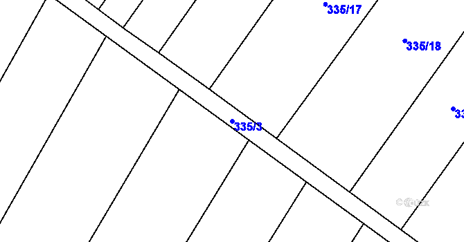 Parcela st. 335/3 v KÚ Myslibořice, Katastrální mapa