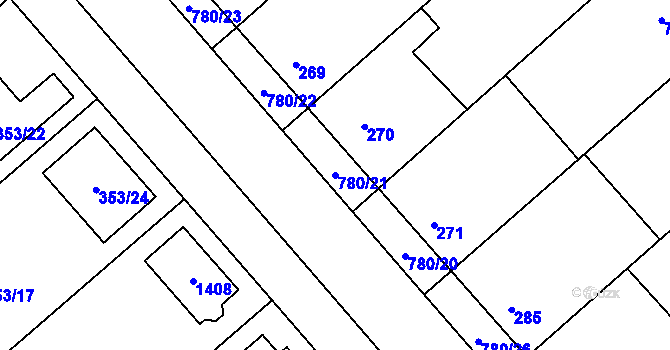Parcela st. 780/21 v KÚ Myslibořice, Katastrální mapa