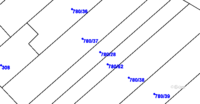 Parcela st. 780/28 v KÚ Myslibořice, Katastrální mapa