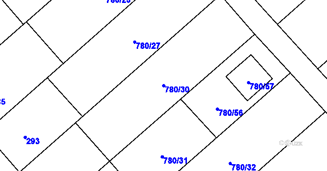 Parcela st. 780/30 v KÚ Myslibořice, Katastrální mapa