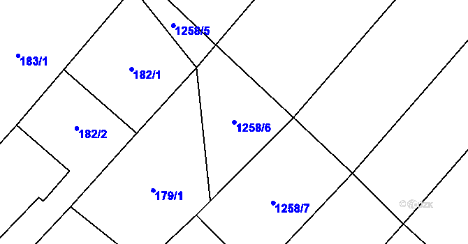 Parcela st. 1258/6 v KÚ Myslibořice, Katastrální mapa