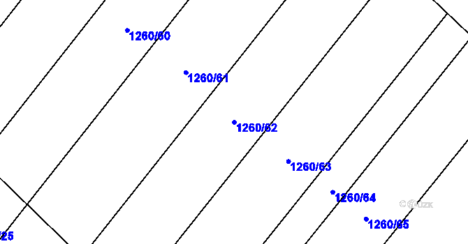 Parcela st. 1260/62 v KÚ Myslibořice, Katastrální mapa