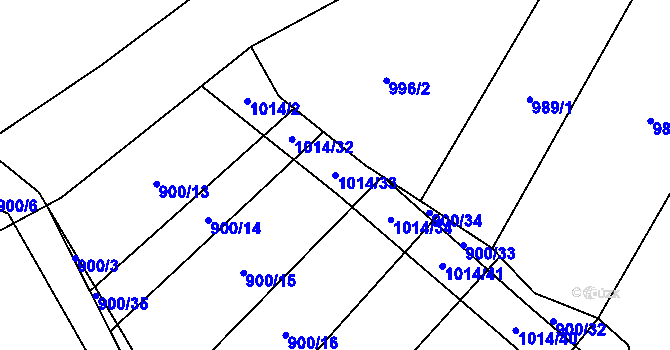 Parcela st. 1014/33 v KÚ Myslibořice, Katastrální mapa