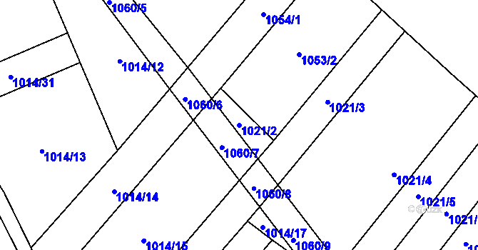 Parcela st. 1021/2 v KÚ Myslibořice, Katastrální mapa