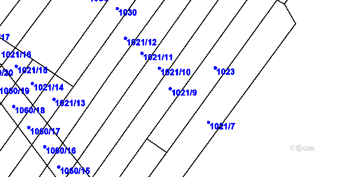 Parcela st. 1021/9 v KÚ Myslibořice, Katastrální mapa