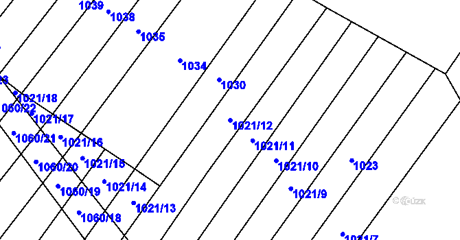 Parcela st. 1021/12 v KÚ Myslibořice, Katastrální mapa