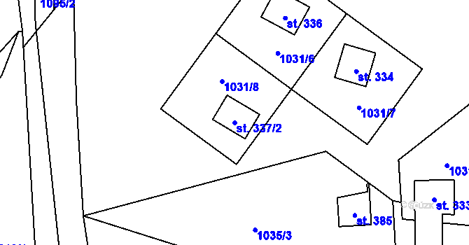 Parcela st. 337/2 v KÚ Myslík, Katastrální mapa