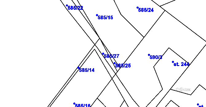 Parcela st. 585/27 v KÚ Myslík, Katastrální mapa