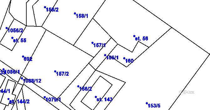 Parcela st. 156/1 v KÚ Myslík, Katastrální mapa